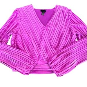 Japna Pink Cropped Pleated Blouse Medium